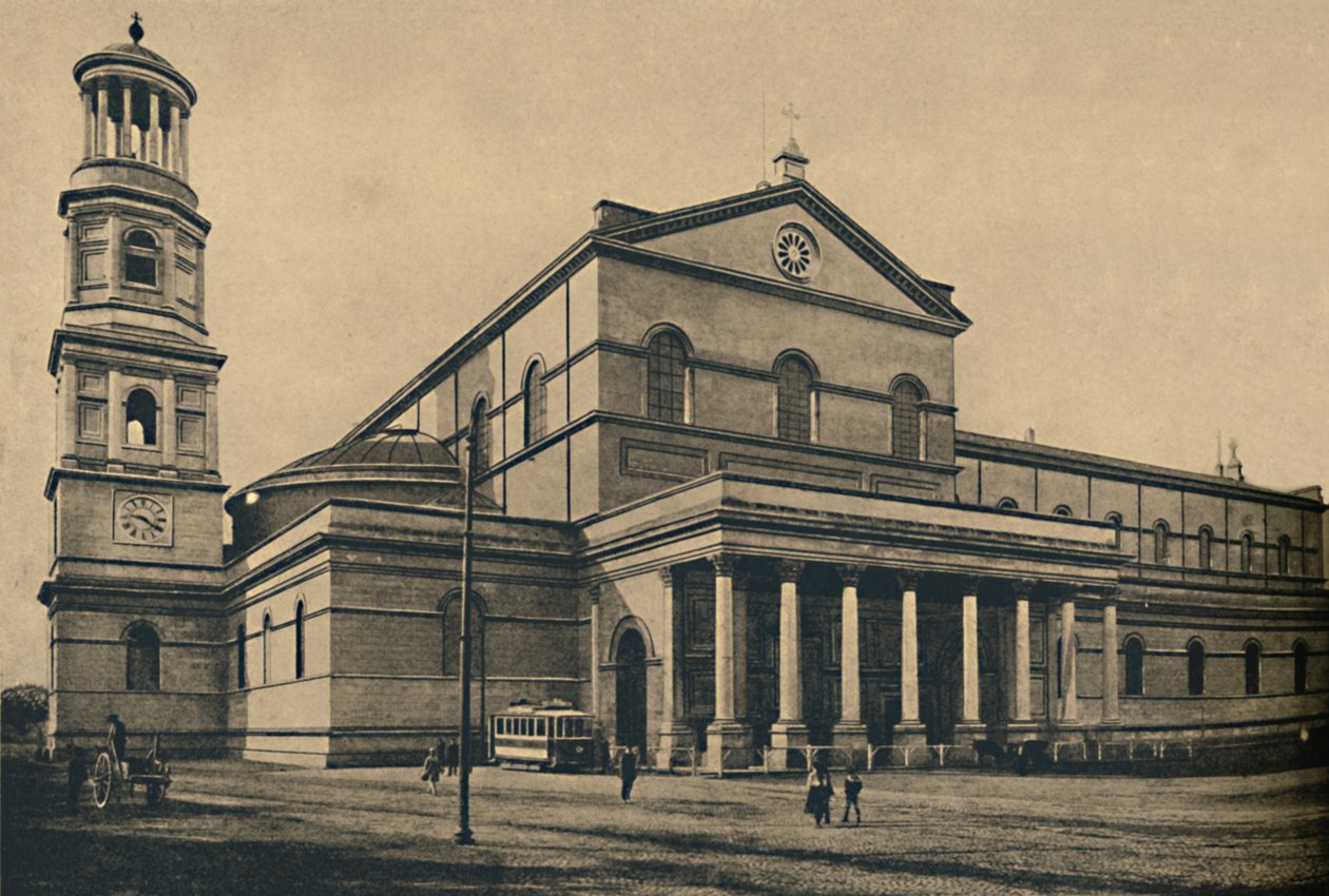 Roma - Pyhän Paavalin basilikan sivuportiikka ja kellotorni ilman muureja, 1910 tekijältä Unbekannt