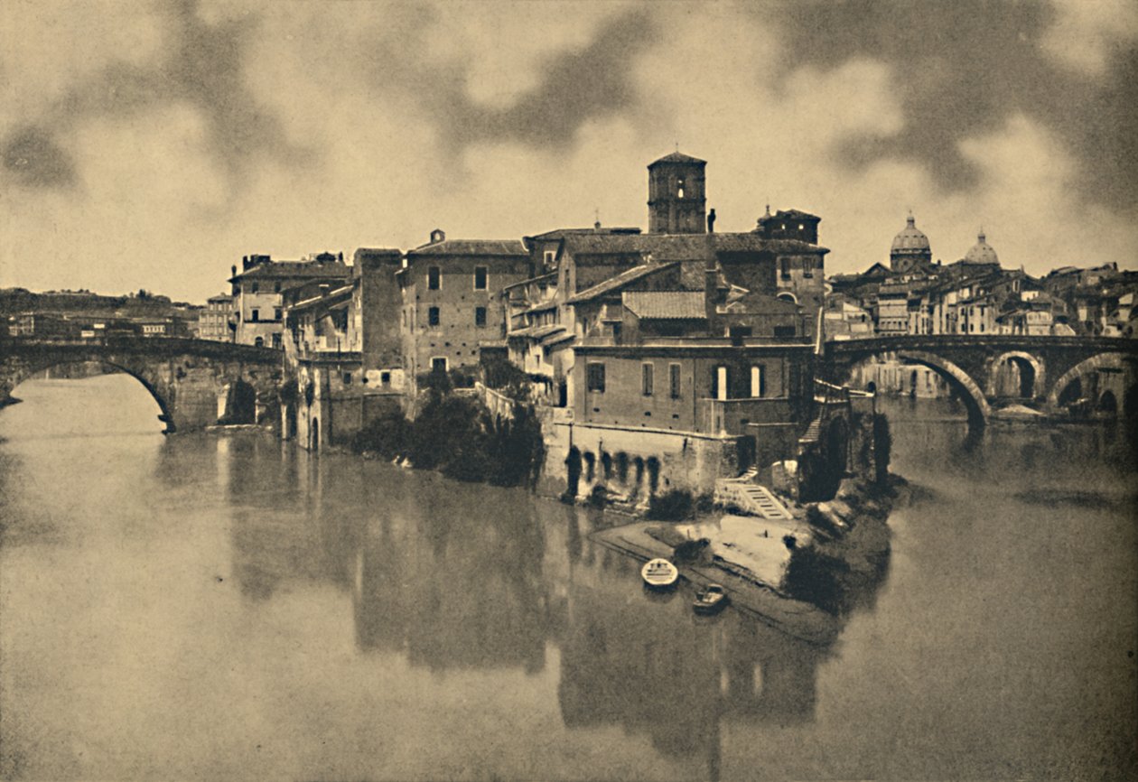Roma - Tiberinen saari ja muinaiset Caestiuksen ja Fabritiuksen sillat, 1910 tekijältä Unbekannt