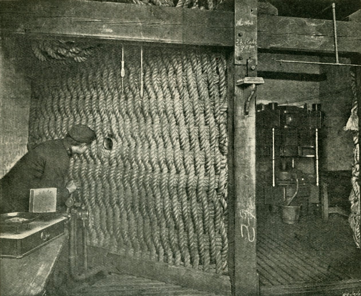 Köysiverkkoa käytetään suojana painettaessa räjähtävää ase-puuvillaa, 1901. tekijältä Unbekannt
