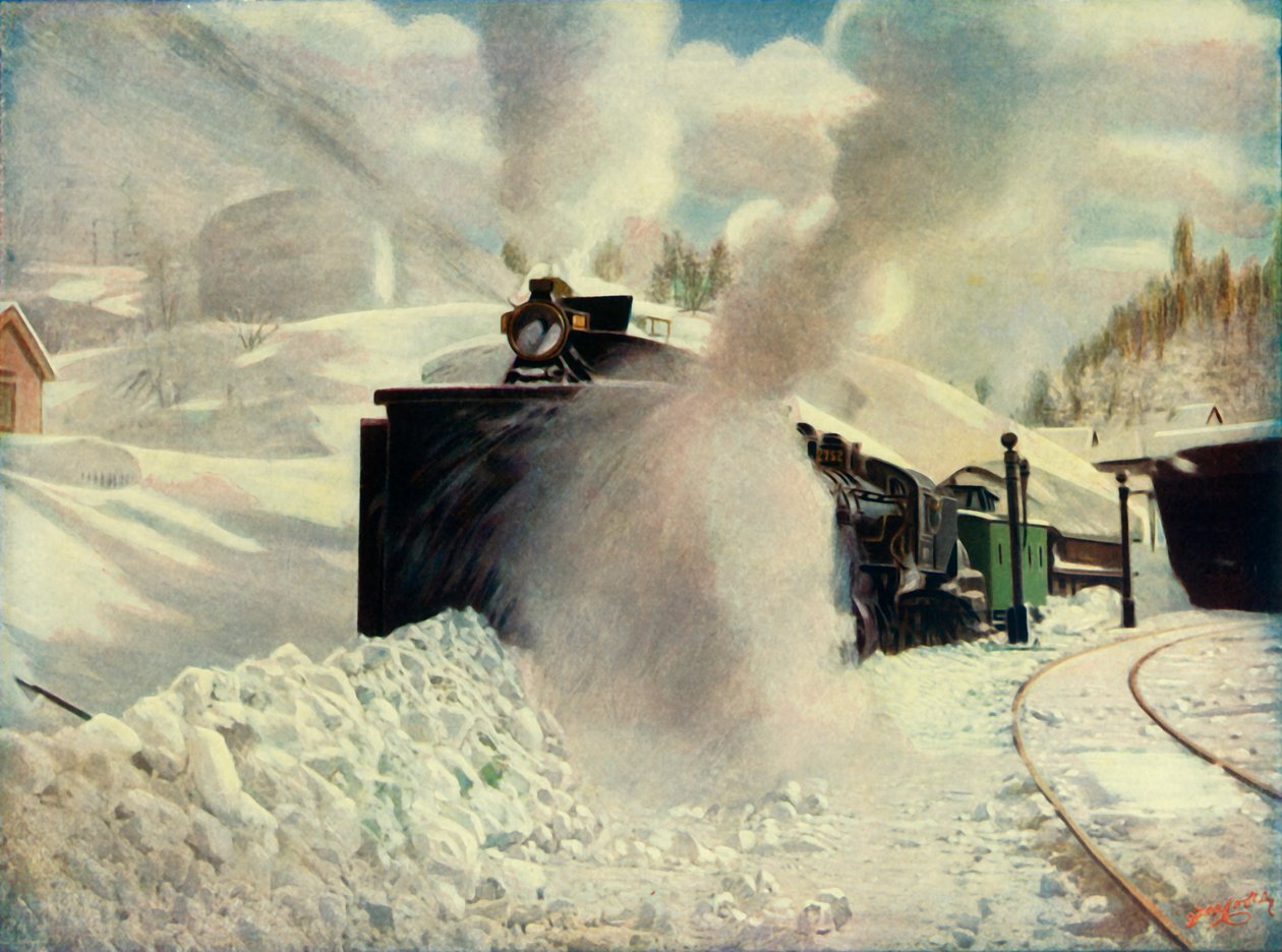 Pyörivä lumiaura Blue Canyonissa, California Southern Pacific Railwayssa, 1930. tekijältä Unbekannt