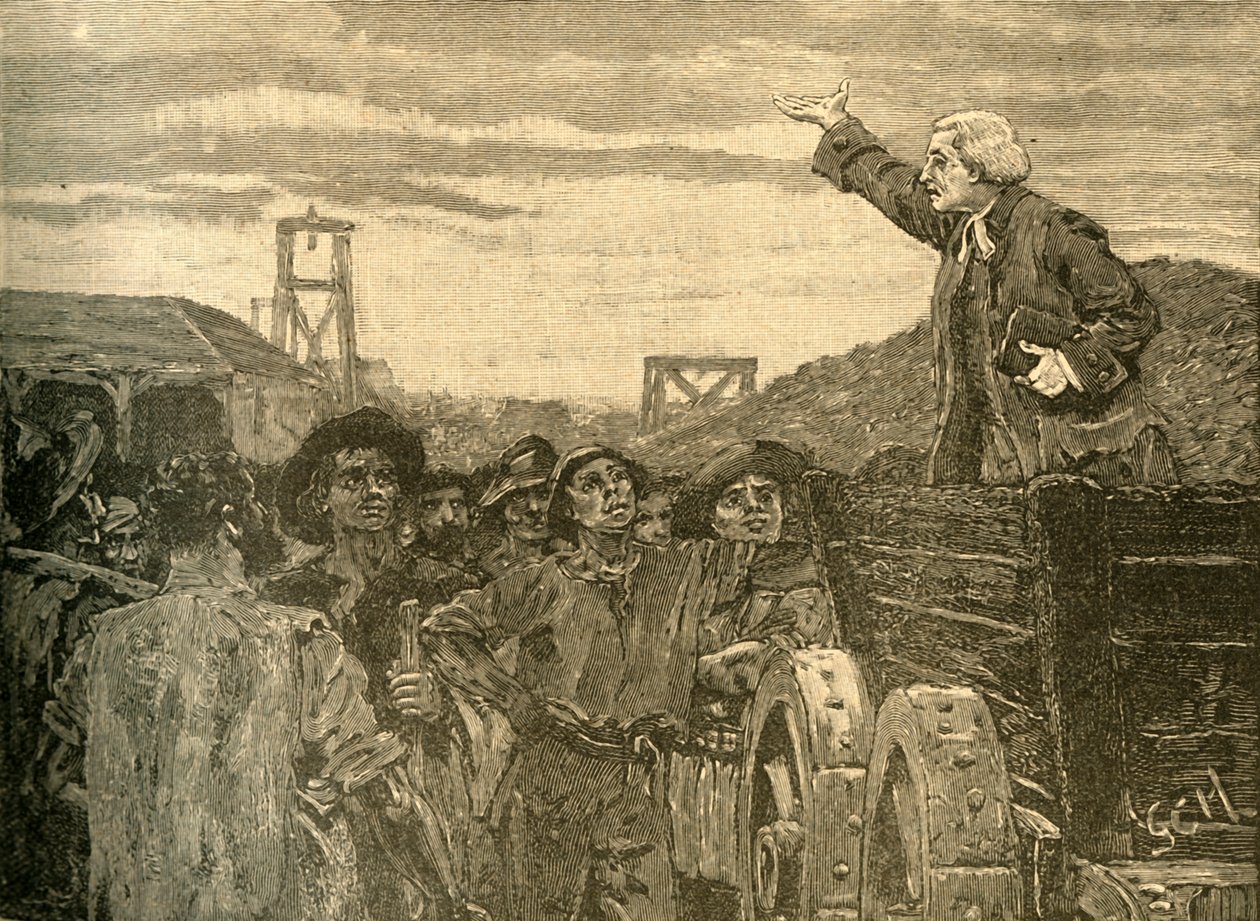 Rowland Hill saarnaa Bristolin Kingswoodin kaivoille, c1772 c1890. tekijältä Unbekannt
