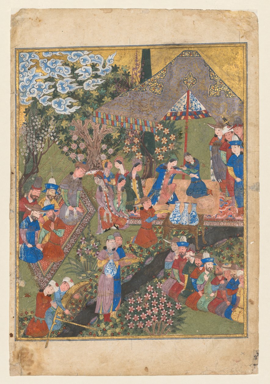 Royal Feast in a Garden, kaksisivuisen etulevyn oikeanpuoleisen folion vastapuoli..., c. 1440. tekijältä Unbekannt