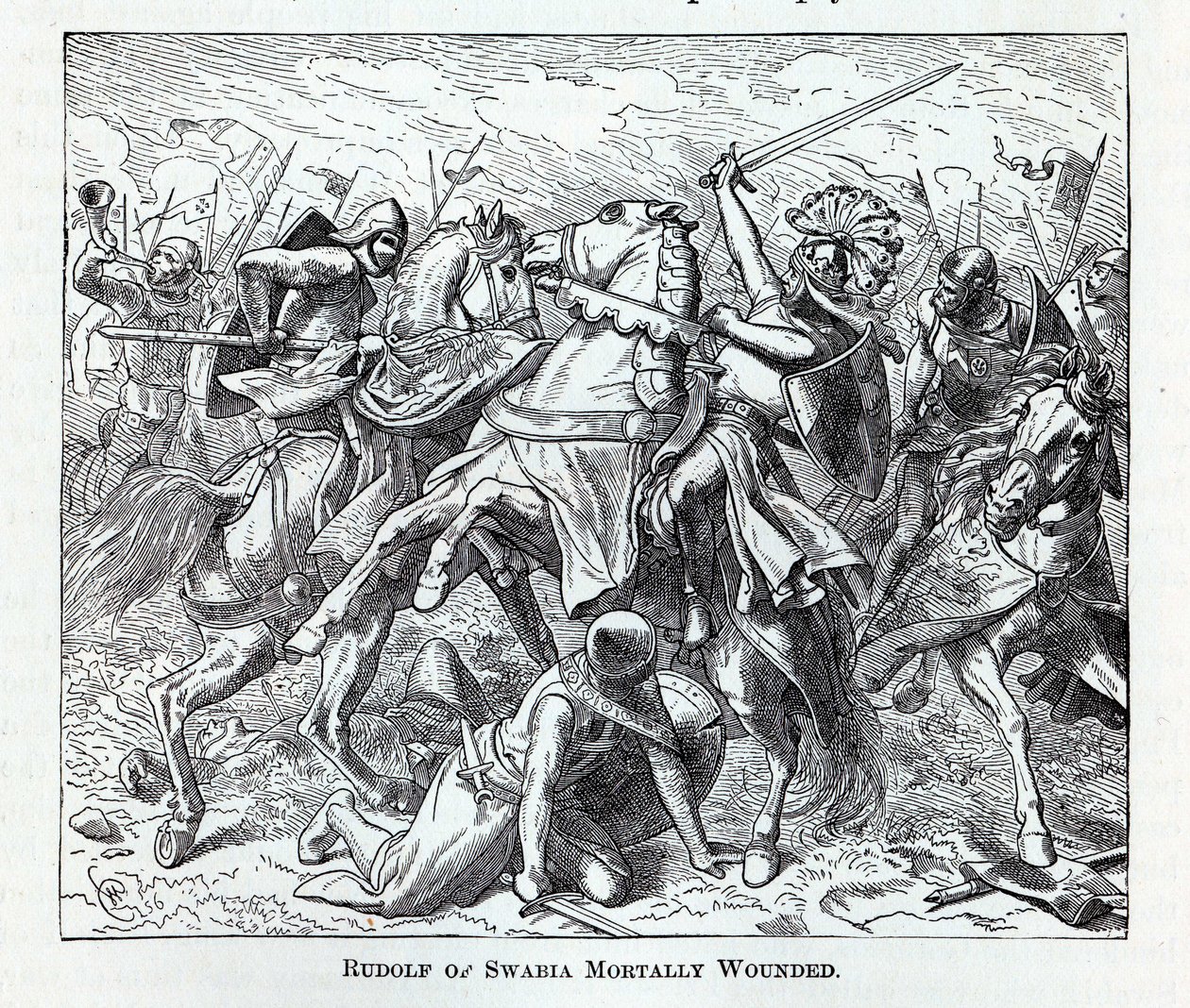 Rudolf of Swabian kuolemaan haavoittunut, 1882 tekijältä Unbekannt