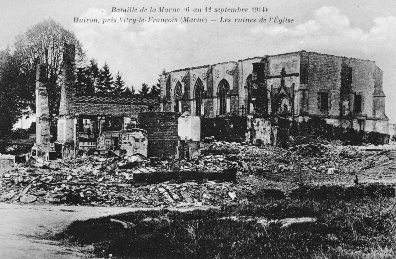 Rauniokirkko, Huiron, Ranska, Marnen taistelu, Ensimmäinen maailmansota, 1914 tekijältä Unbekannt