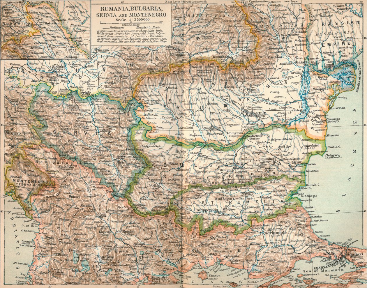 Romania, Bulgaria, Serva ja Montenegro, c1906, 1907 tekijältä Unbekannt