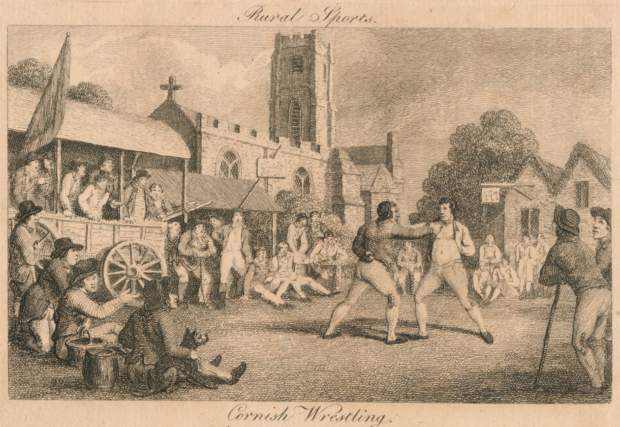 Maaseutuurheilu - Cornish Wrestling, 1700-luvun loppu - 1800-luvun alku. tekijältä Unbekannt