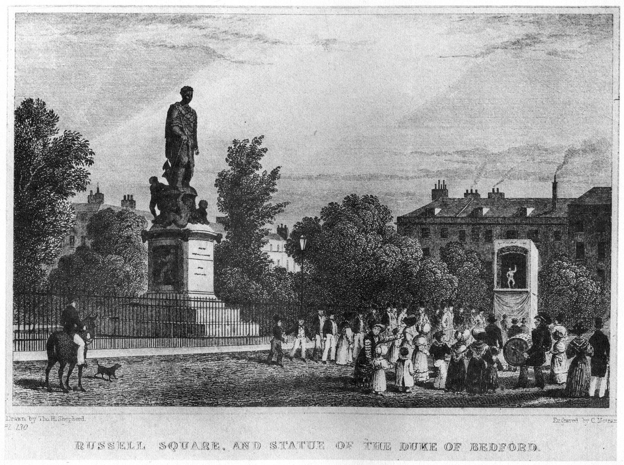 Russell Square ja Bedfordin herttuan patsas, Lontoo, 1800-luku 1907 tekijältä Unbekannt