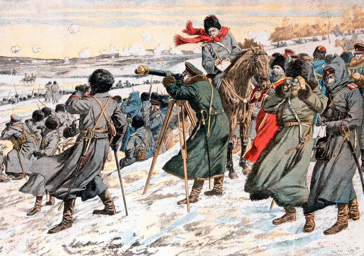 Venäjän kenraali Kouropatkine antaa käskyn vetäytyä, Venäjän ja Japanin sota, 1904 tekijältä Unbekannt