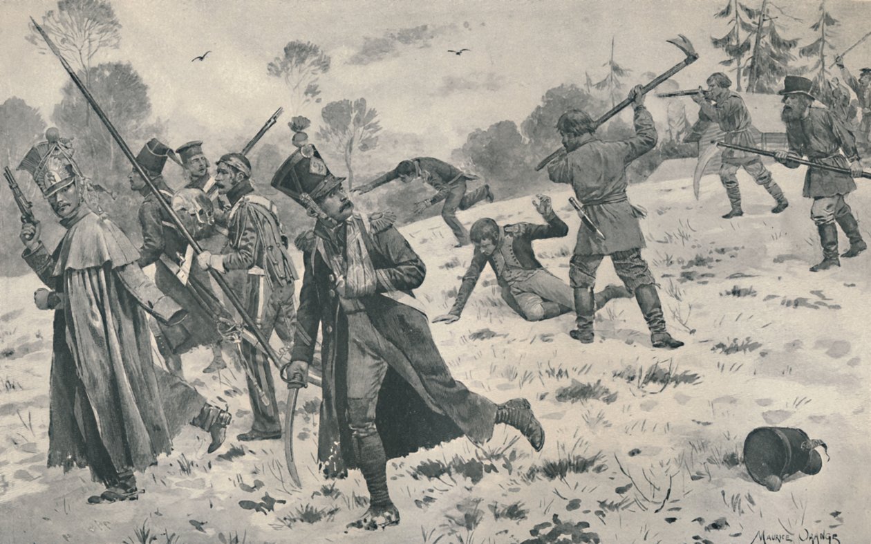 Venäläiset talonpojat hyökkäävät ranskalaisia raakoja vastaan, 1812, 1896 tekijältä Unbekannt