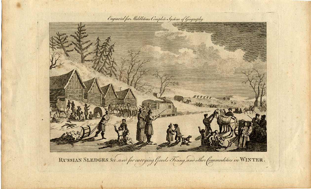 Venäjän kelkat talvella, 1750 tekijältä Unbekannt