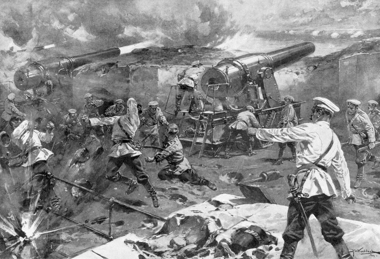Venäjän patteri toiminnassa, Venäjän ja Japanin sota, 1904-5 tekijältä Unbekannt