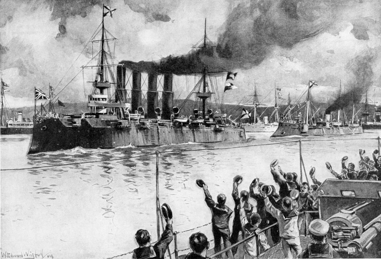 Venäläinen risteilijä matkalla Chemulpon taisteluun, Venäjän ja Japanin sota, 1904-5 tekijältä Unbekannt