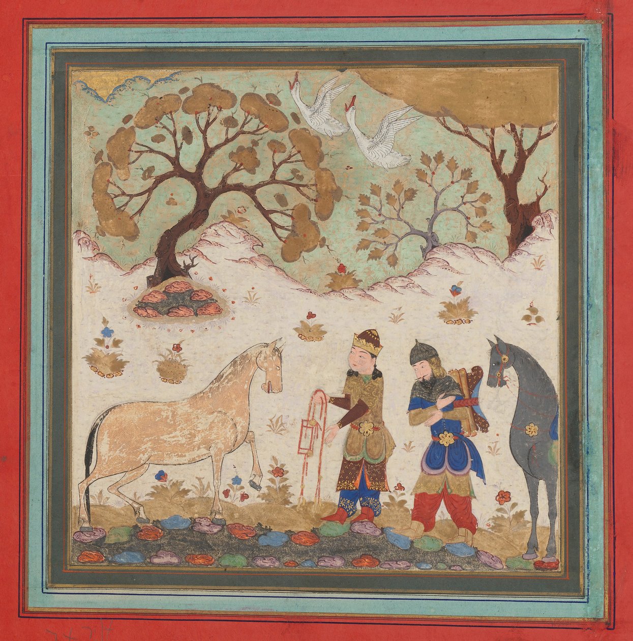 Rustam vangitsee Rakhshin folion Shahnama Kings -kirjasta, 1400-luvun puoliväli. tekijältä Unbekannt