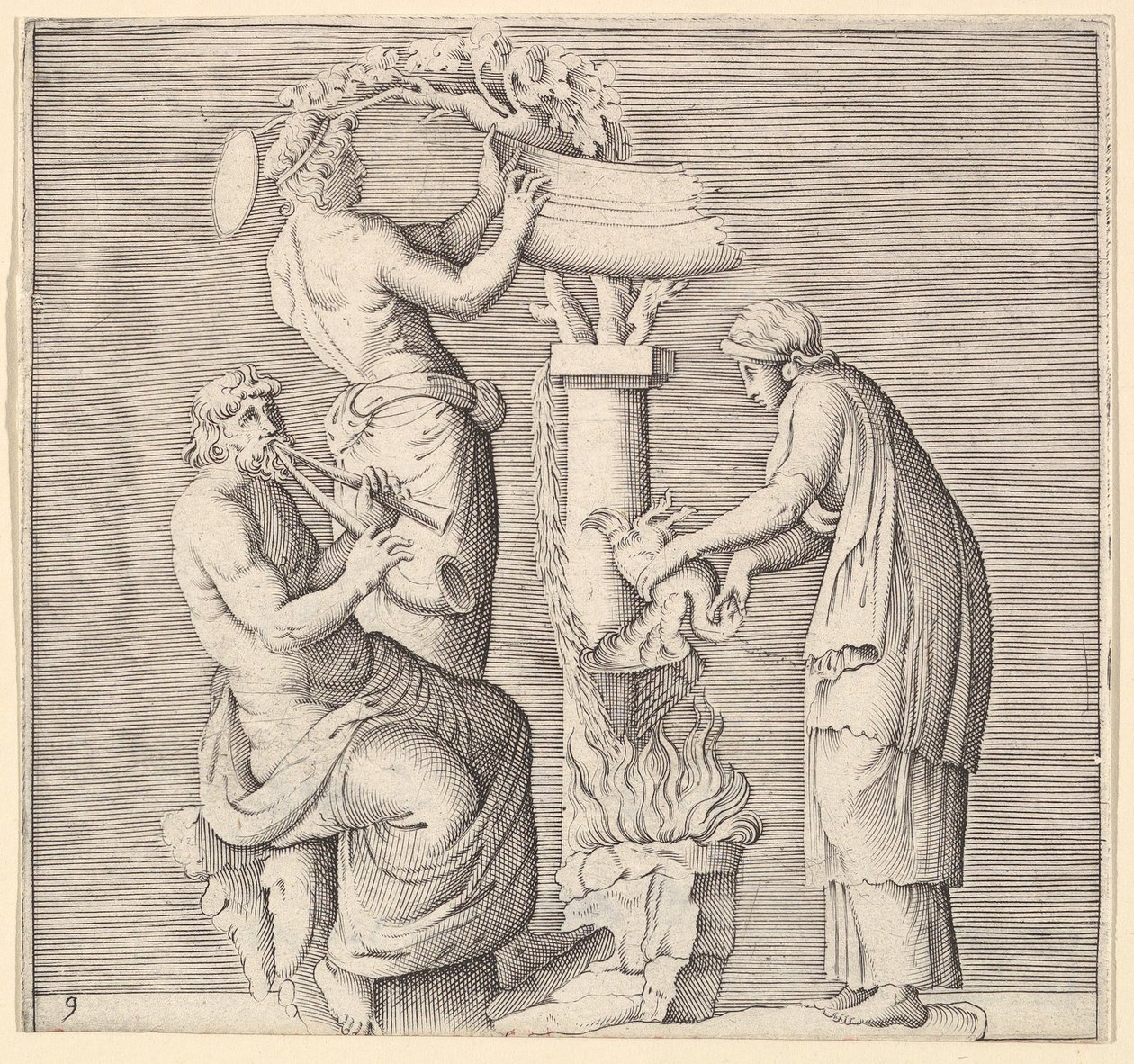Sacrifice of a Swan, julkaistu n. 1599-1622. tekijältä Unbekannt