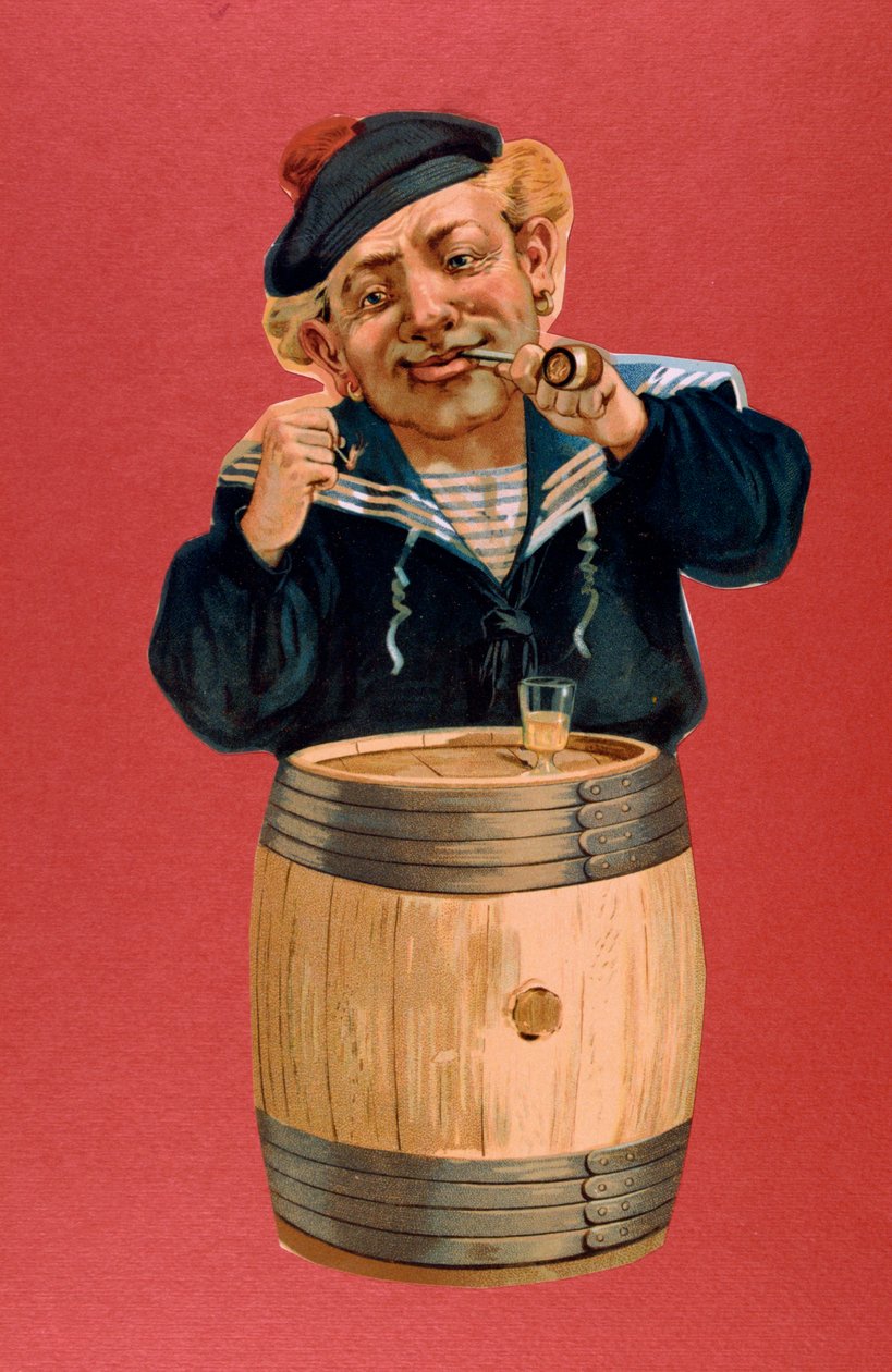Merimies polttaa piippua ja juo rommia, 1900 tekijältä Unbekannt
