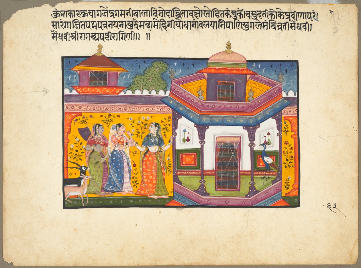 Saindhavi Ragini Sri Raga -perheestä, sivu Ragamala-sarjasta, 1600-1610. tekijältä Unbekannt