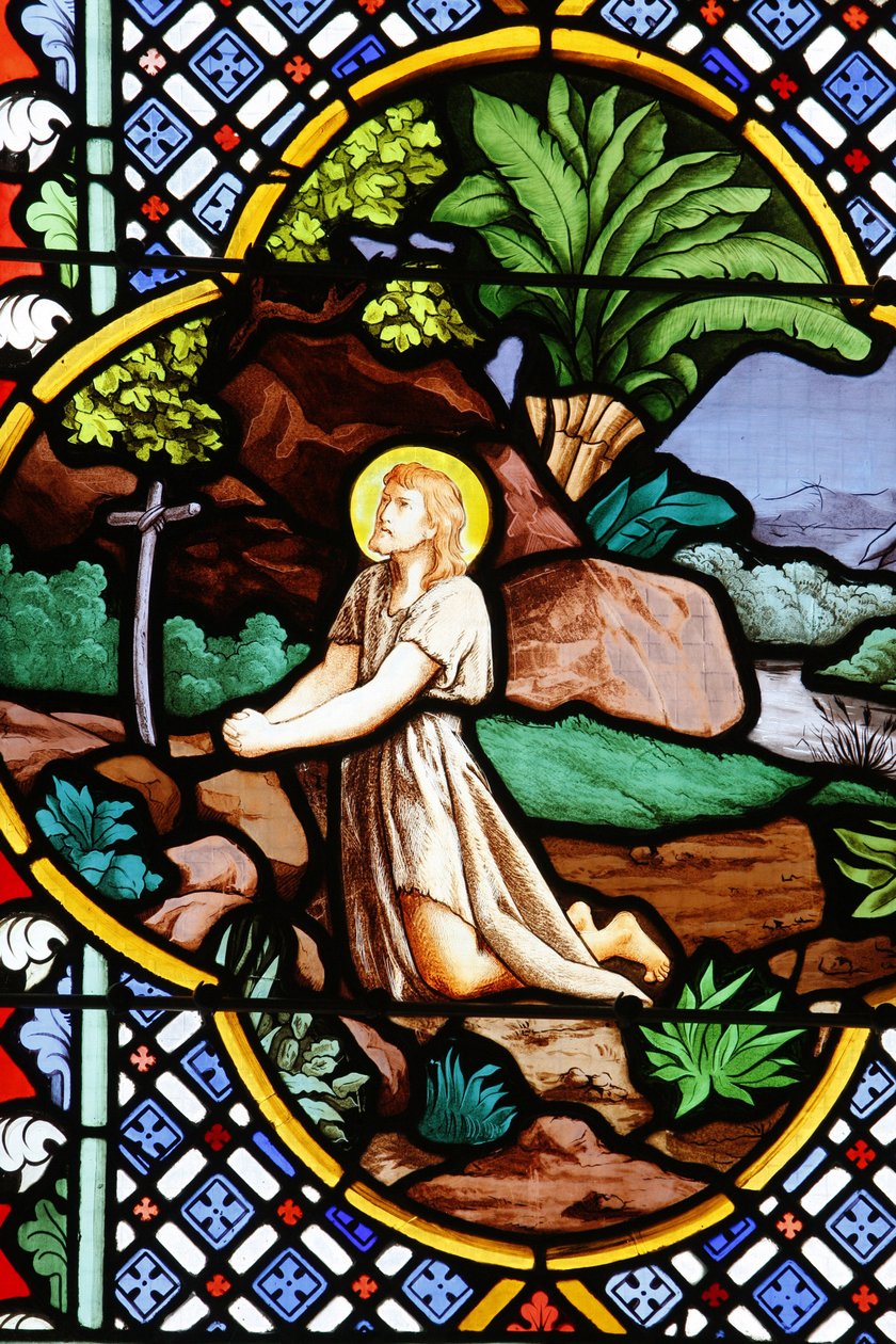 Saint-Corentinin (Saint Corentin) katedraali, Quimperin lasimaalaus : Johannes Kastaja autiomaassa, Quimper, Ranska tekijältä Unbekannt