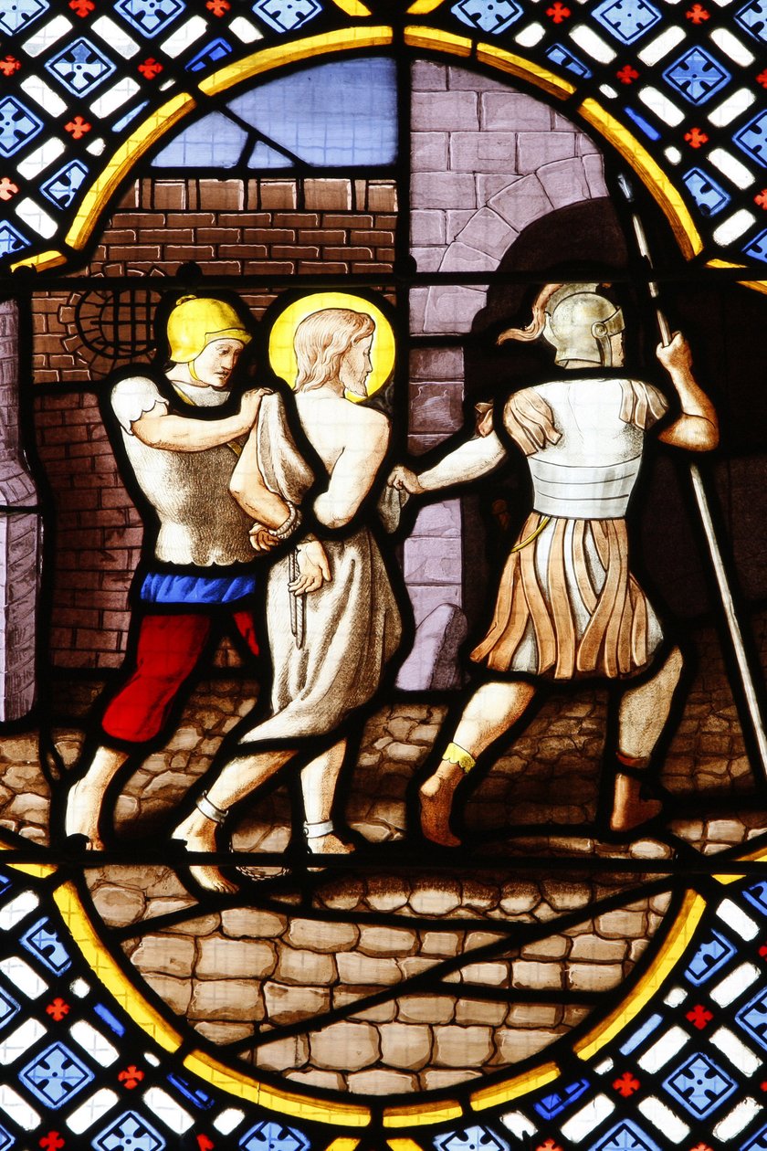 Saint-Corentinin (Saint Corentin) katedraali, Quimperin lasimaalaus : Johannes Kastaja pidätetty, Quimper, Ranska tekijältä Unbekannt