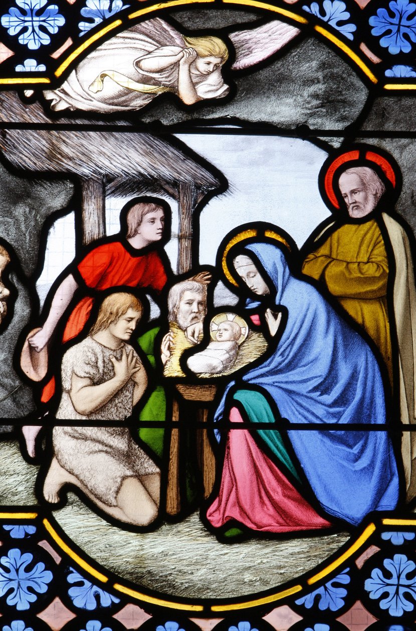 Saint-Corentinin (Saint Corentin) katedraali, Quimperin lasimaalaus: paimenten palvonta, Quimper, Ranska tekijältä Unbekannt