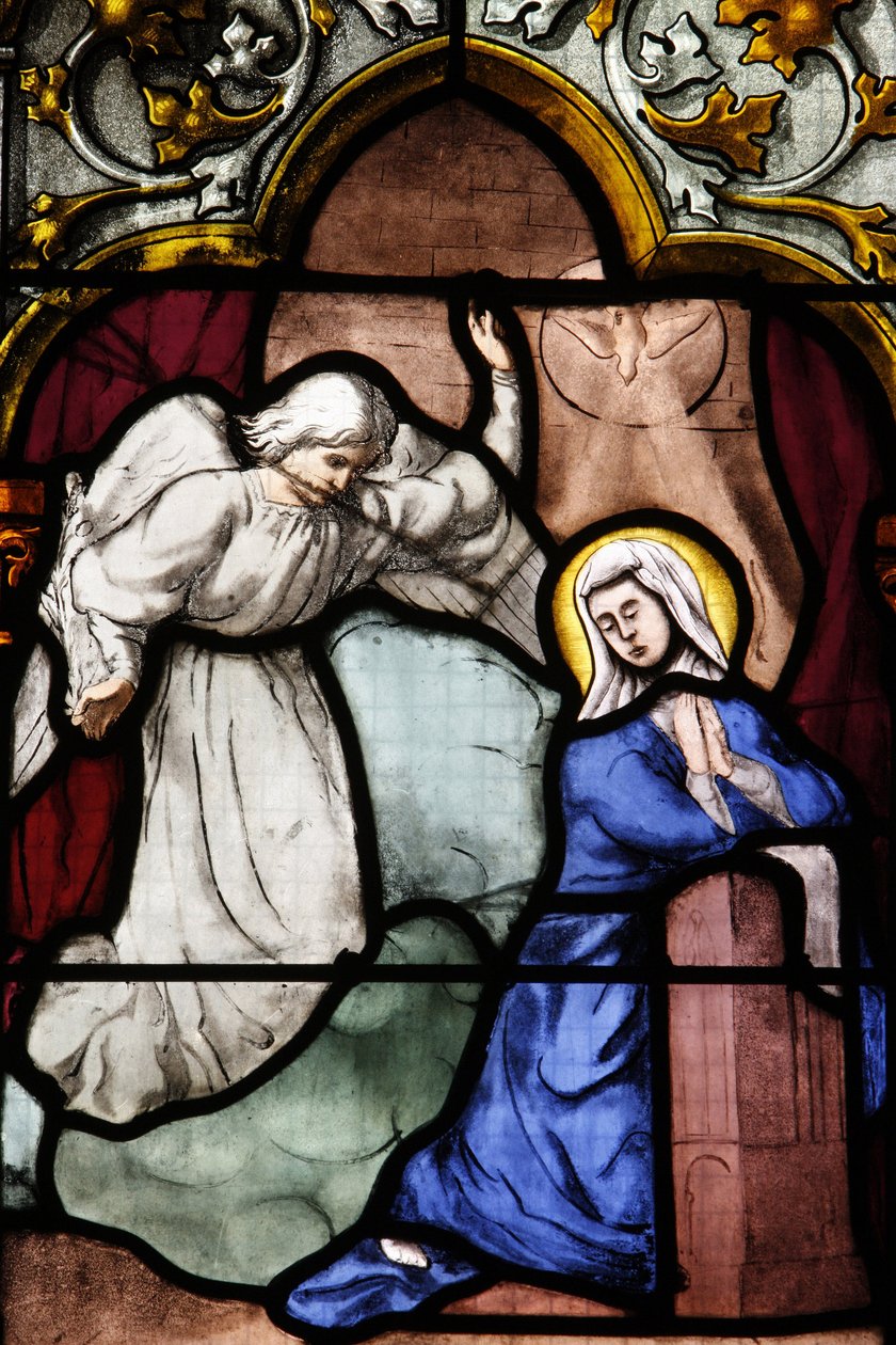 Saint-Corentinin (Saint Corentin) katedraali, Quimperin lasimaalaukset: Annunciation, Quimper, Ranska tekijältä Unbekannt