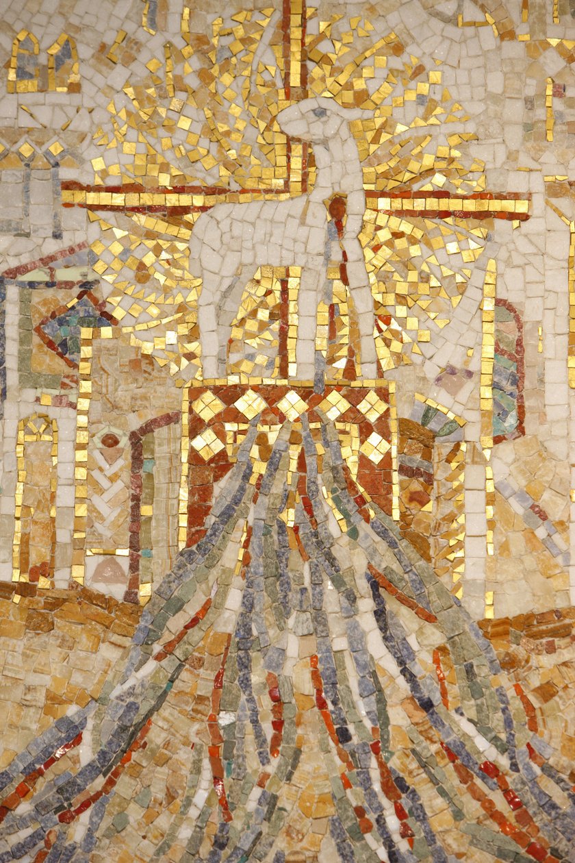 Saint-Mauricen luostaribasilika, Madeleine Dienerin mosaiikki Jumalan karitsa ja 7 luomista symboloivaa kanavaa, Saint-Maurice, Suisse tekijältä Unbekannt