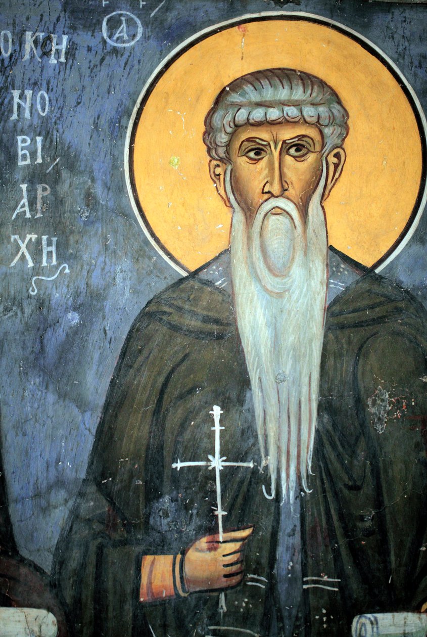 Saint Arsene: Bysanttilainen fresko 1300-luvulta (1332) Nathex, eteläseinä Phorbiotissan neitsytkirkko, Asinou Unescon sivusto Troodosin alue, Kypros tekijältä Unbekannt