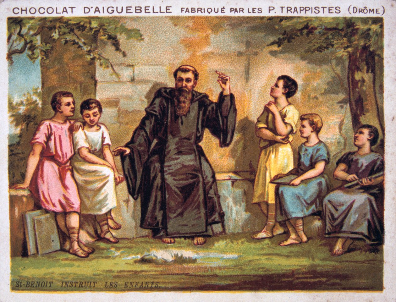 Saint Benoit opettaa lapsia, 1800-luku tekijältä Unbekannt
