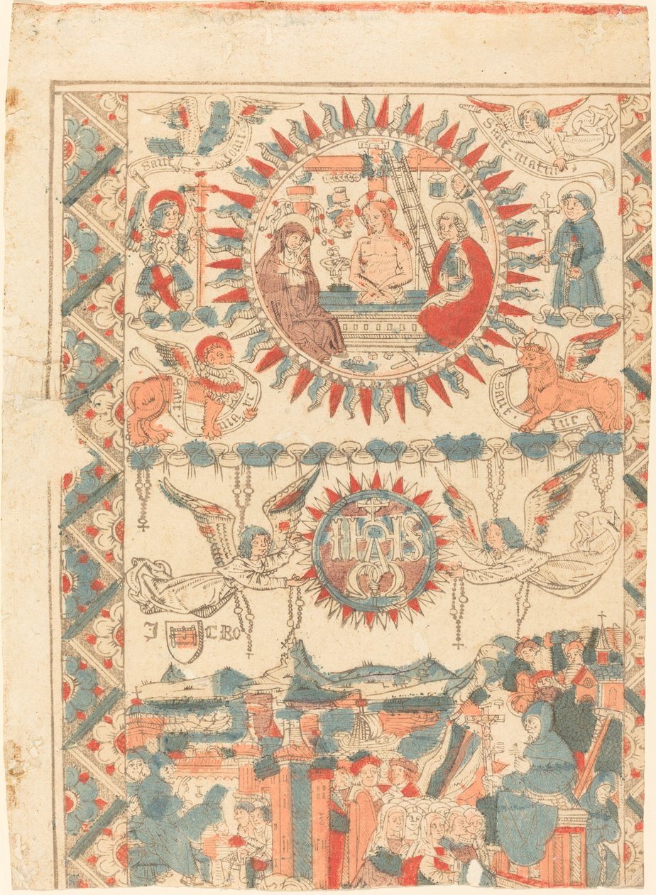 Saint Bonaventure saapuu ja saarnaa Lyoniin, 1480-1490. tekijältä Unbekannt