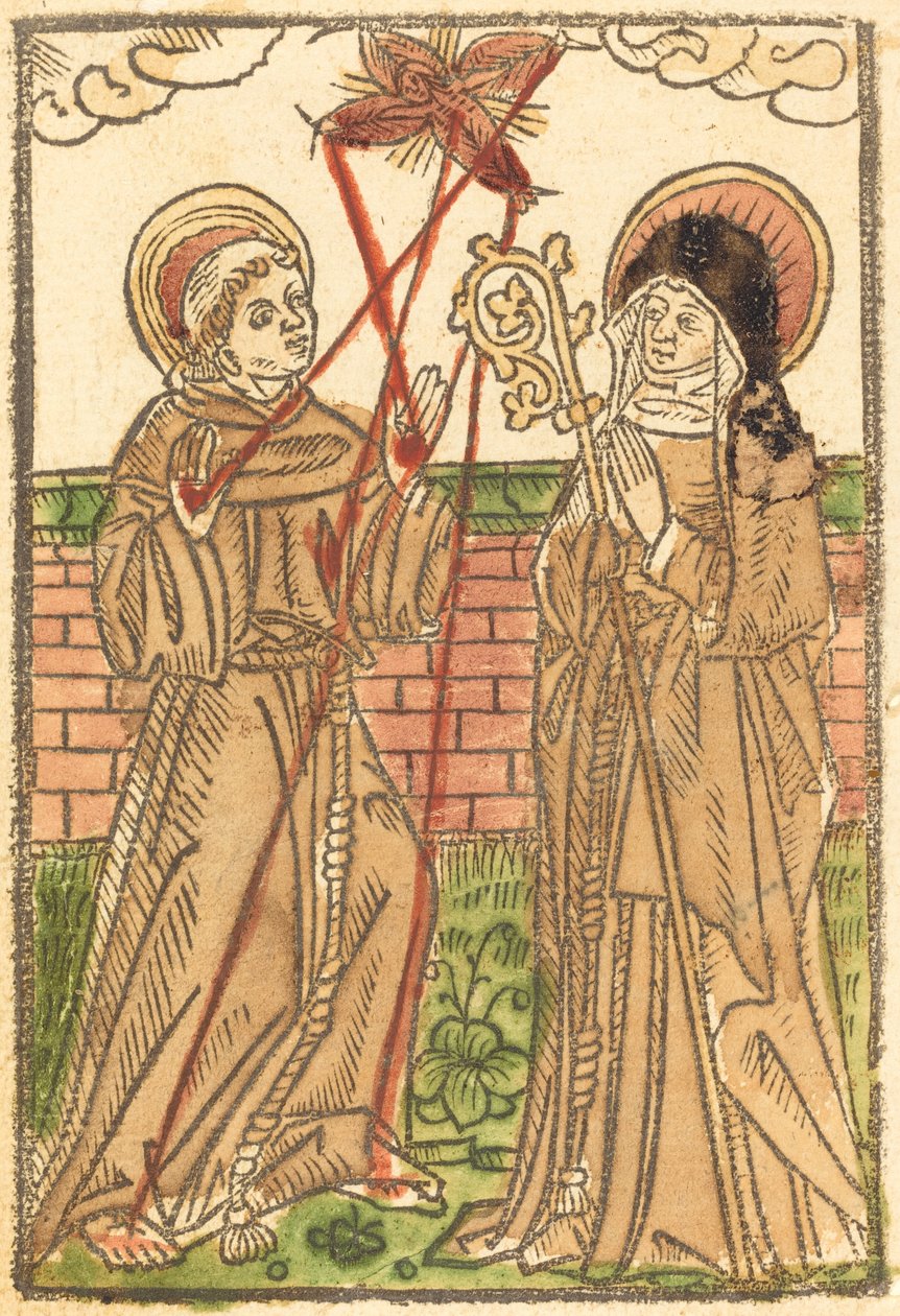Pyhä Franciscus ja Pyhä Clara, n. 1480. tekijältä Unbekannt
