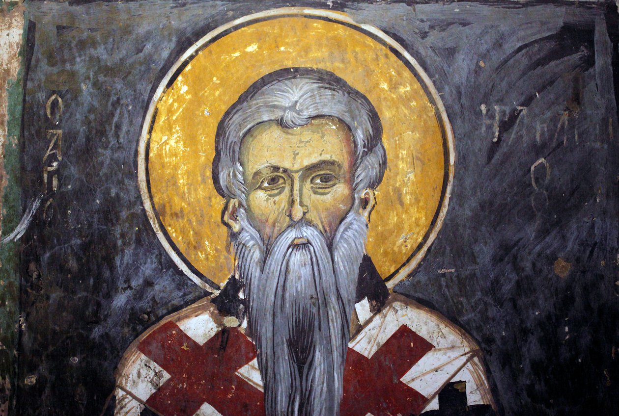 Pyhä Iraklion (Heraklion) Bysanttilainen fresko Agios Ioannis Lampadistisin luostarista, Saint John Lampadistis 1000-luvulta Kypros Maalatut kirkot Unescon sivusto Troodos, Kypros tekijältä Unbekannt