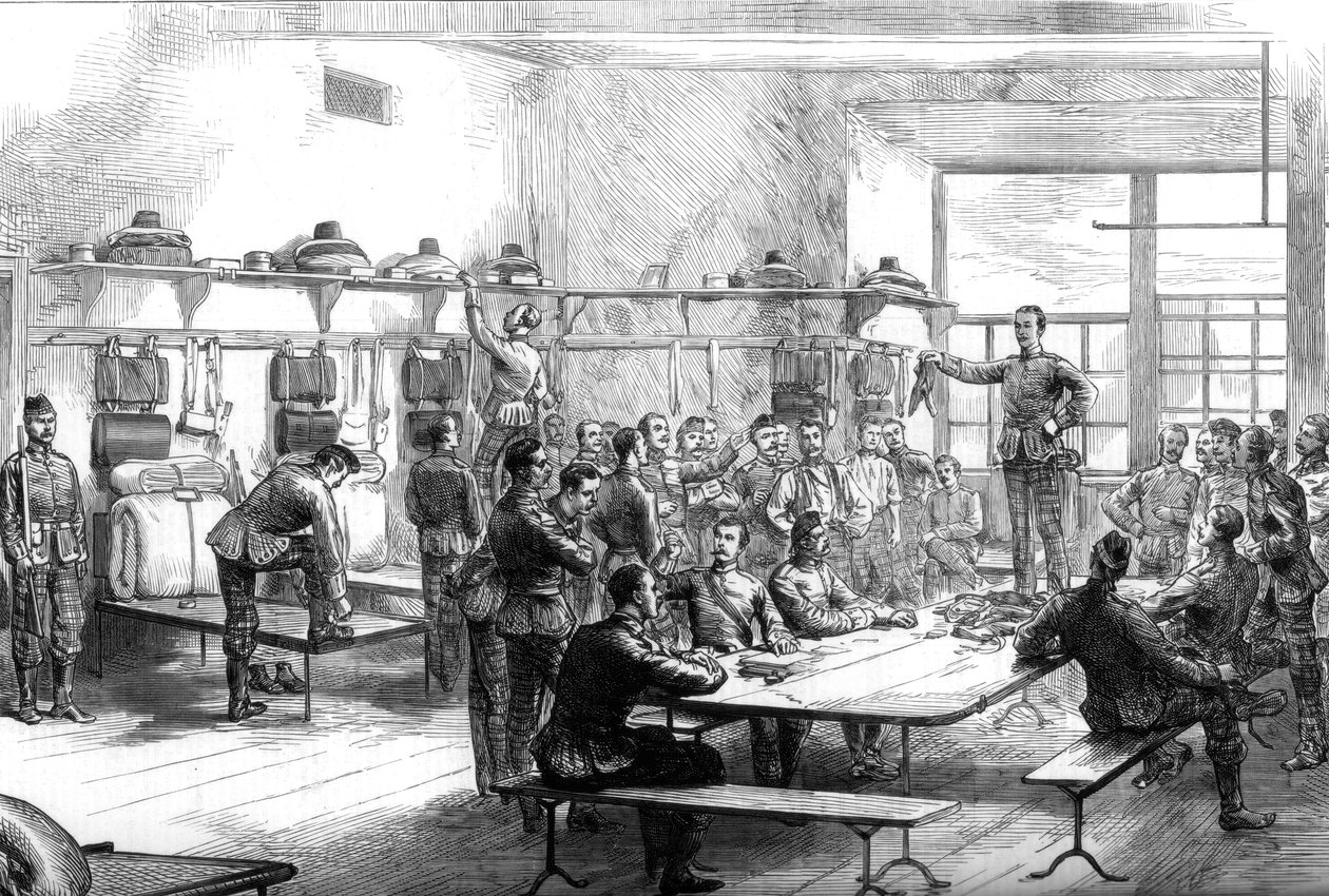 Karakarisarjan myynti kasarmissa, 1875 tekijältä Unbekannt