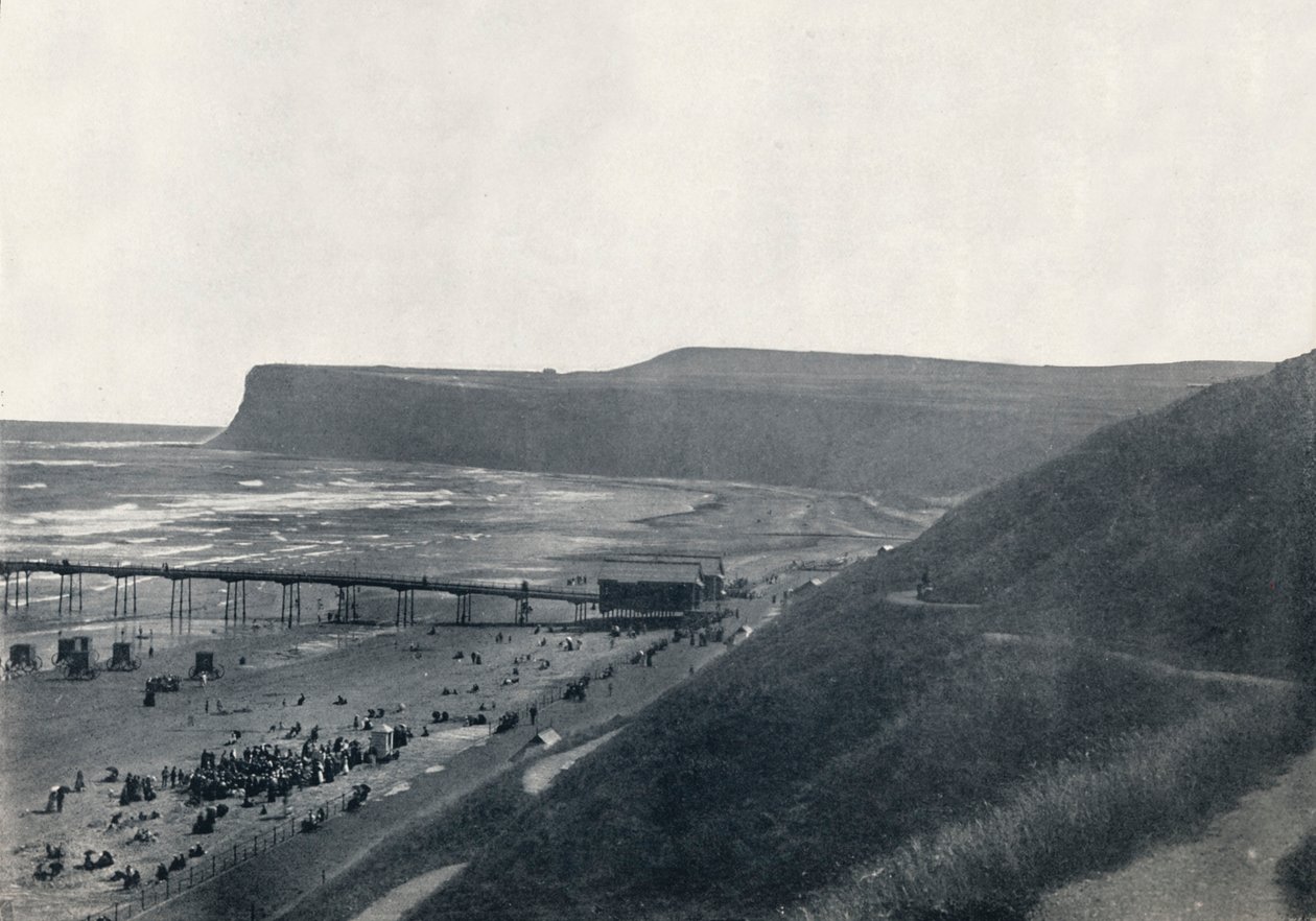 Saltburn - Näkymä kallioille, rannalle ja laiturille, 1895 tekijältä Unbekannt