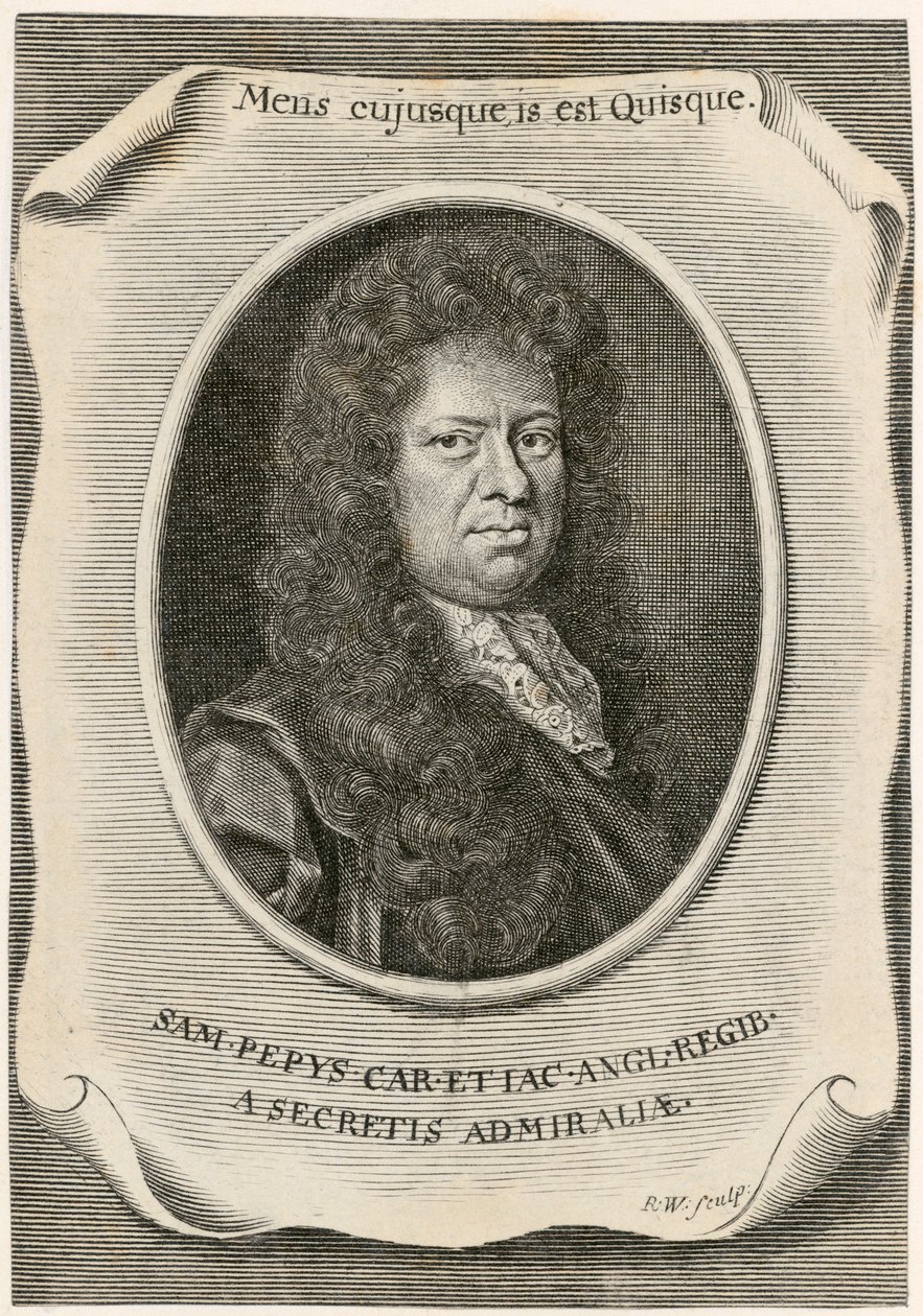 Samuel Pepys, englantilainen laivaston johtokunnan virkailija ja päiväkirjakirja, 1666. tekijältä Unbekannt
