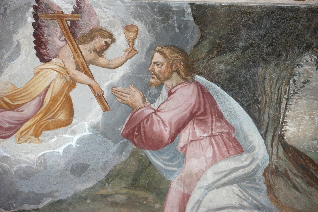 San Jeronimon kirkko. Jeesus rukoilee Getsemanen puutarhassa Öljymäellä Madridin Espanjassa tekijältä Unbekannt