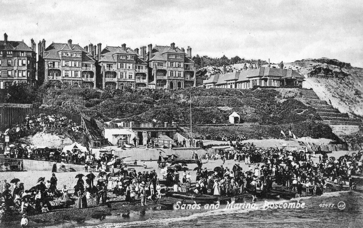Sands ja venesatama, Boscombe, Bournemouth, Dorset, 1900-luvun alku tekijältä Unbekannt