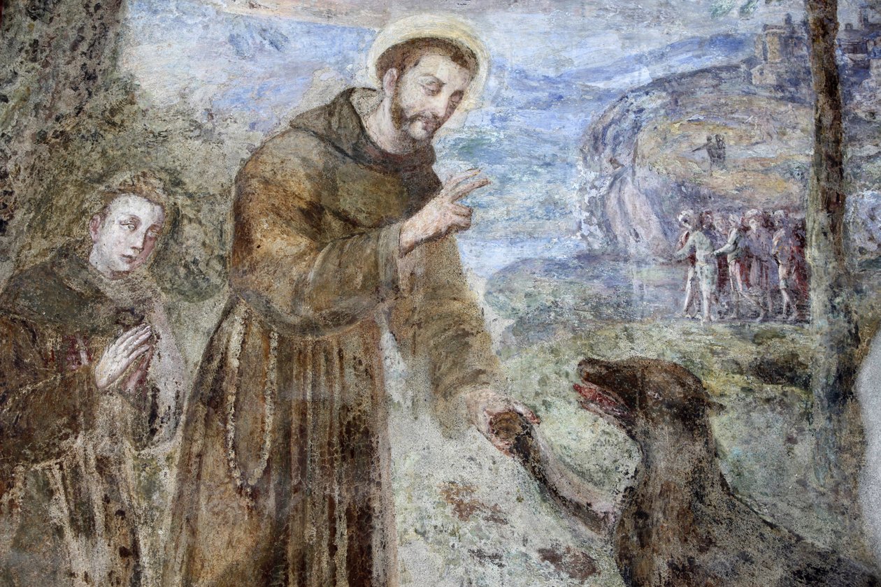 Santa Chiaran luostari, NapoliFresco-yksityiskohta: SFrancesco, Napoli, Italia tekijältä Unbekannt