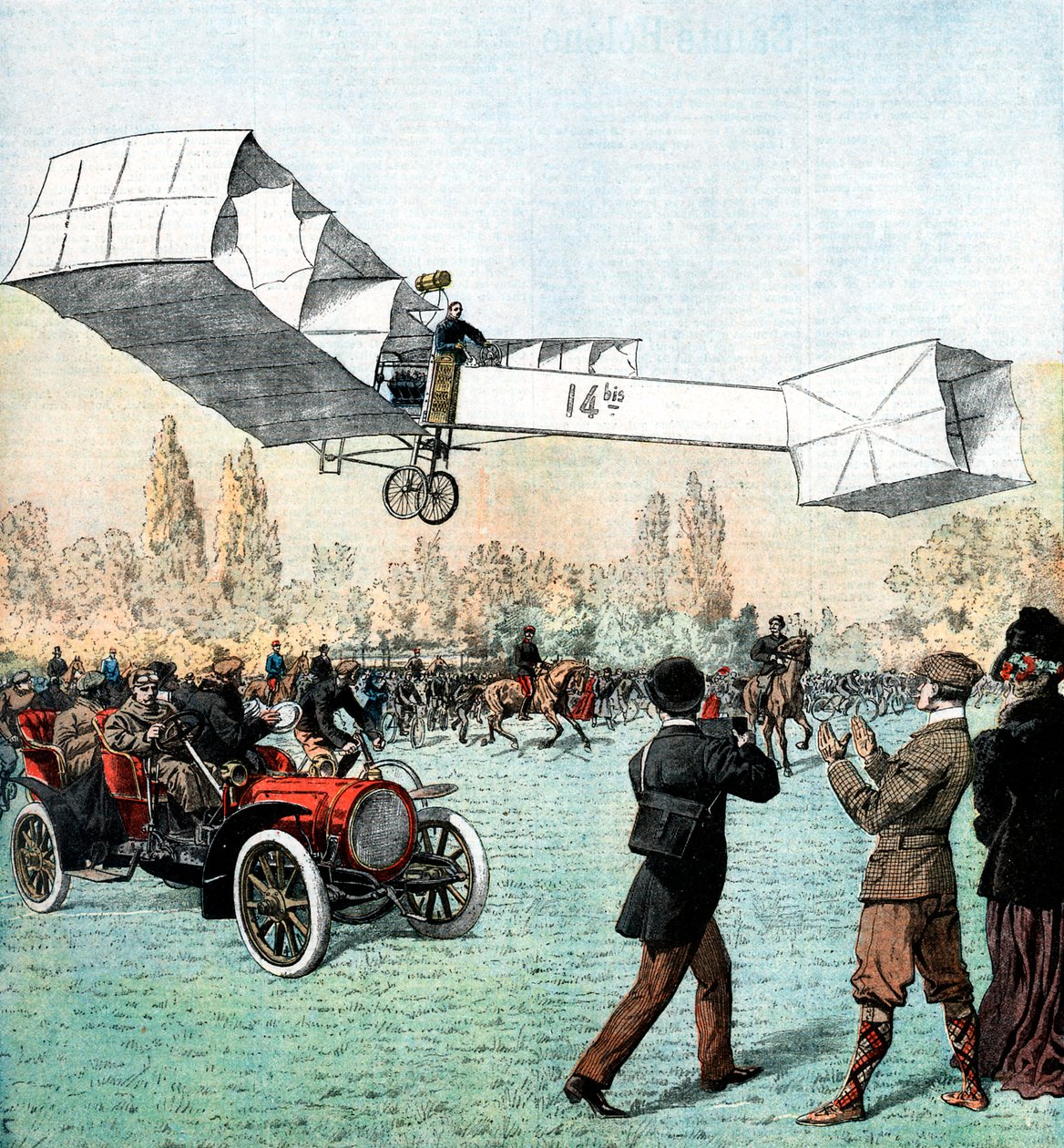 Santos-Dumont teki ensimmäisen koneellisen lentokoneen Euroopassa, Pariisi, 1906 tekijältä Unbekannt