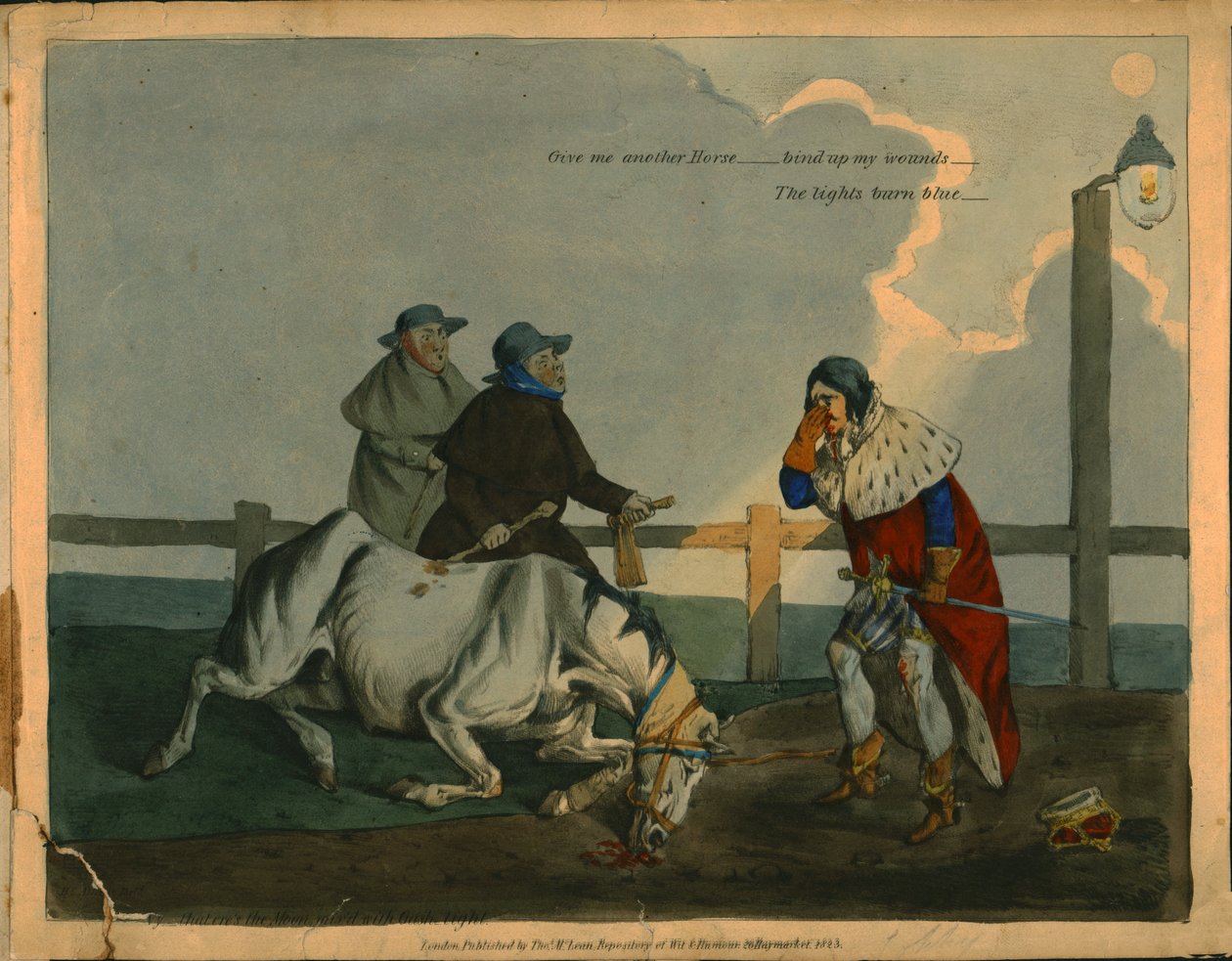 Satiirinen sarjakuva kuningas Richard III:sta, vuodelta 1823. tekijältä Unbekannt
