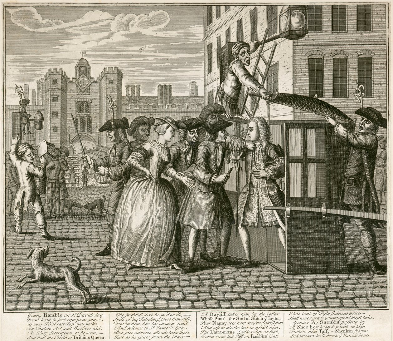 Satiirinen vedos, joka kuvaa St James Palace, Lontoo, 1740 tekijältä Unbekannt