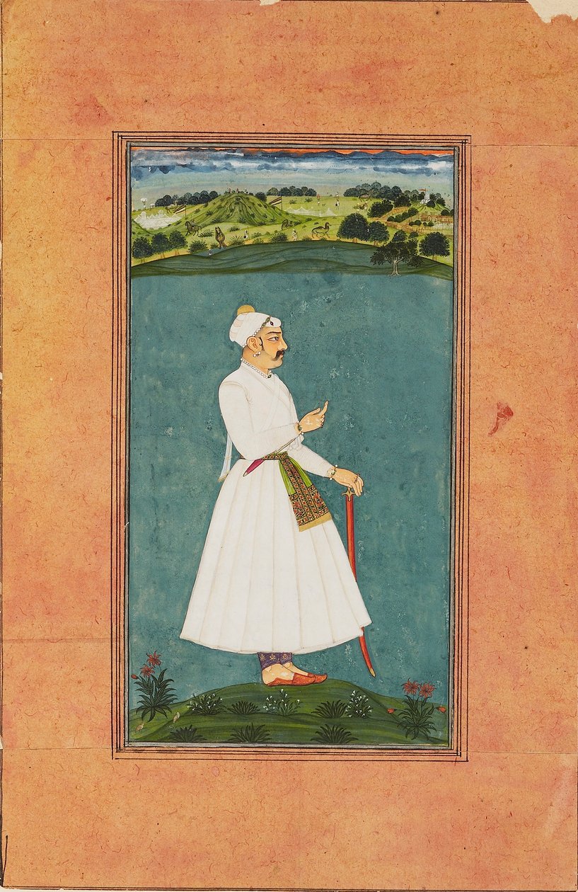 Sawai Jai Singh seisoo maisemassa, 1730 tekijältä Unbekannt