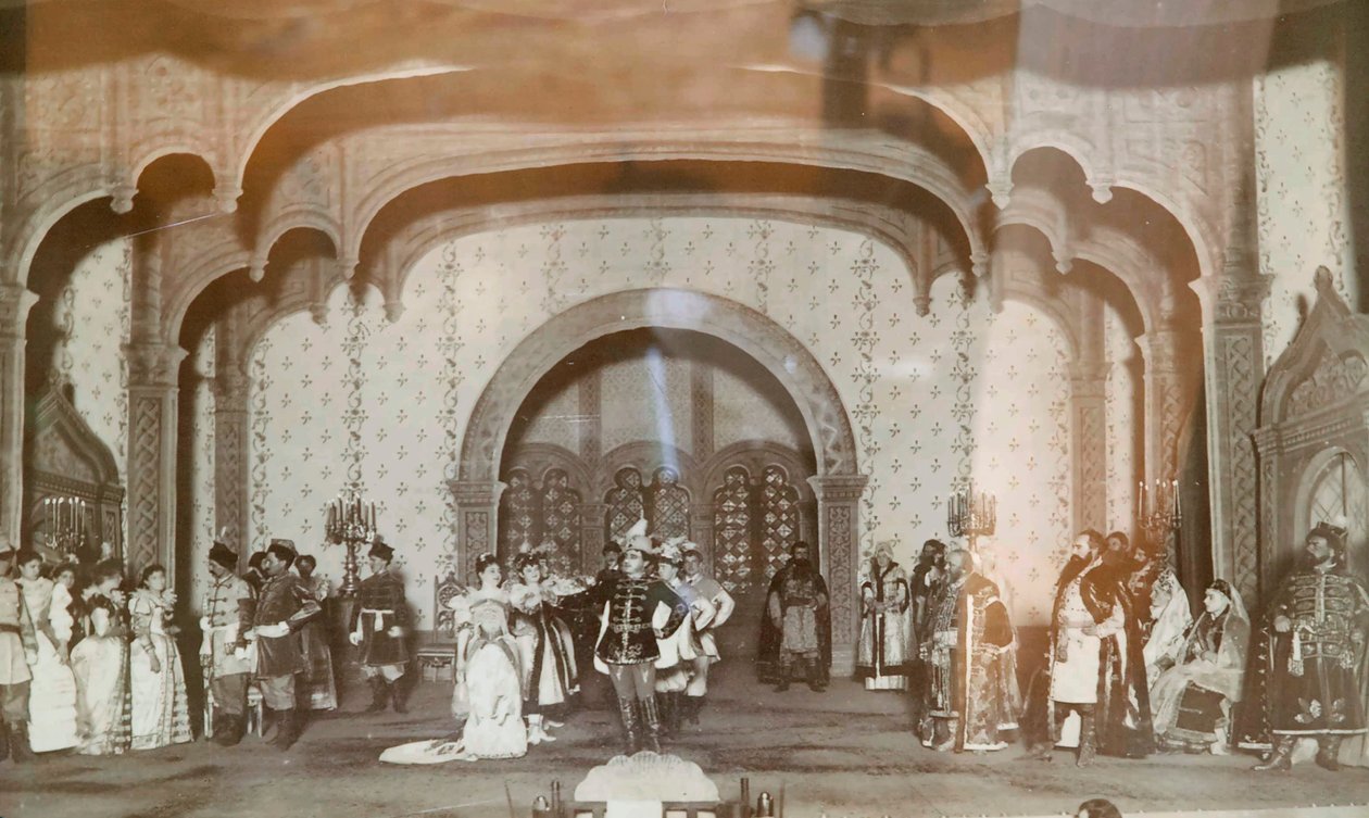 Kohtaus Aleksanteri Ostrovskin näytelmästä Väärä Dmitry, Maly-teatteri, Moskova, Venäjä, 1870-luku tekijältä Unbekannt