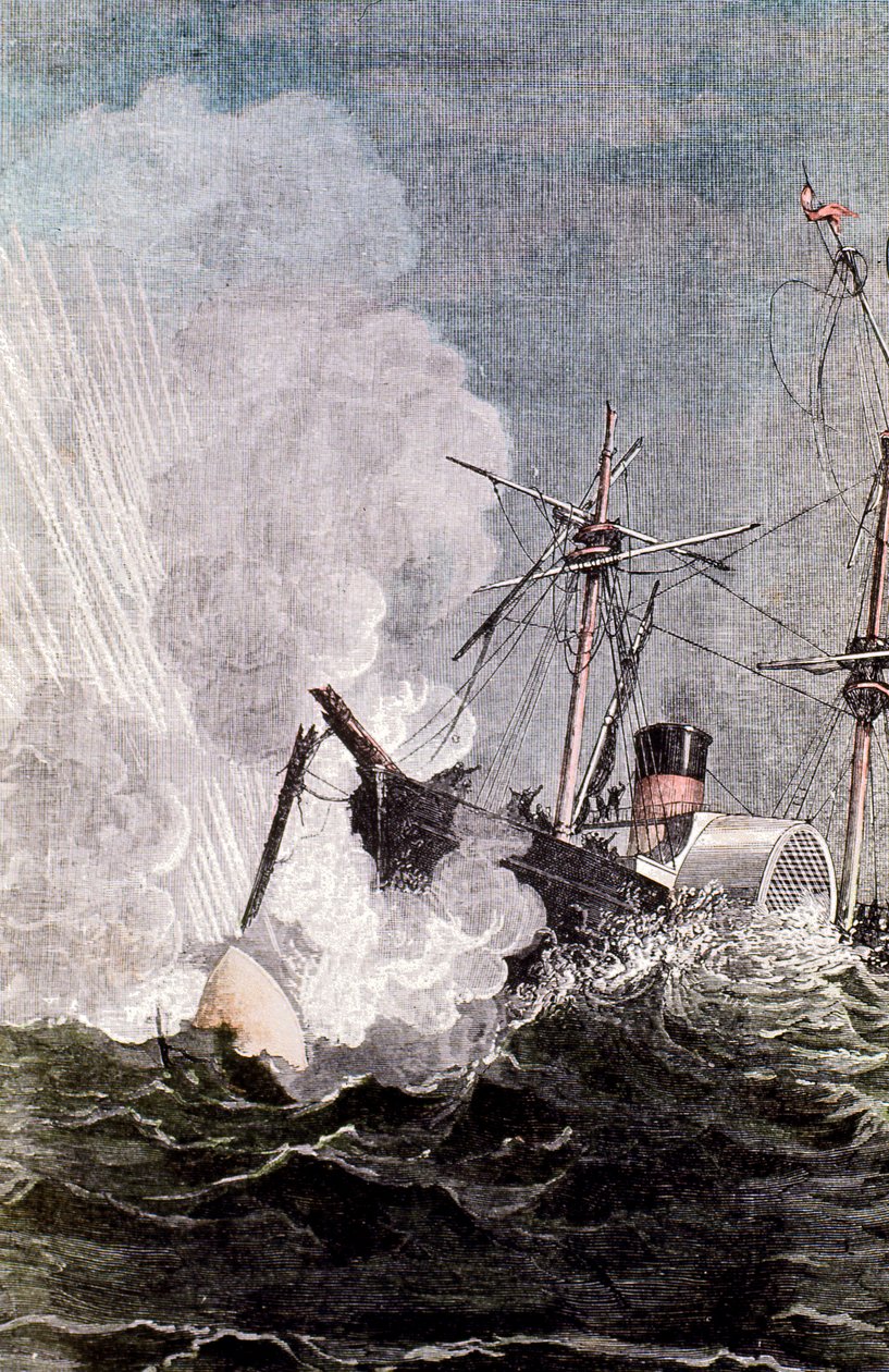 Kohtaus Jules Vernesistä Maasta kuuhun, 1865 tekijältä Unbekannt