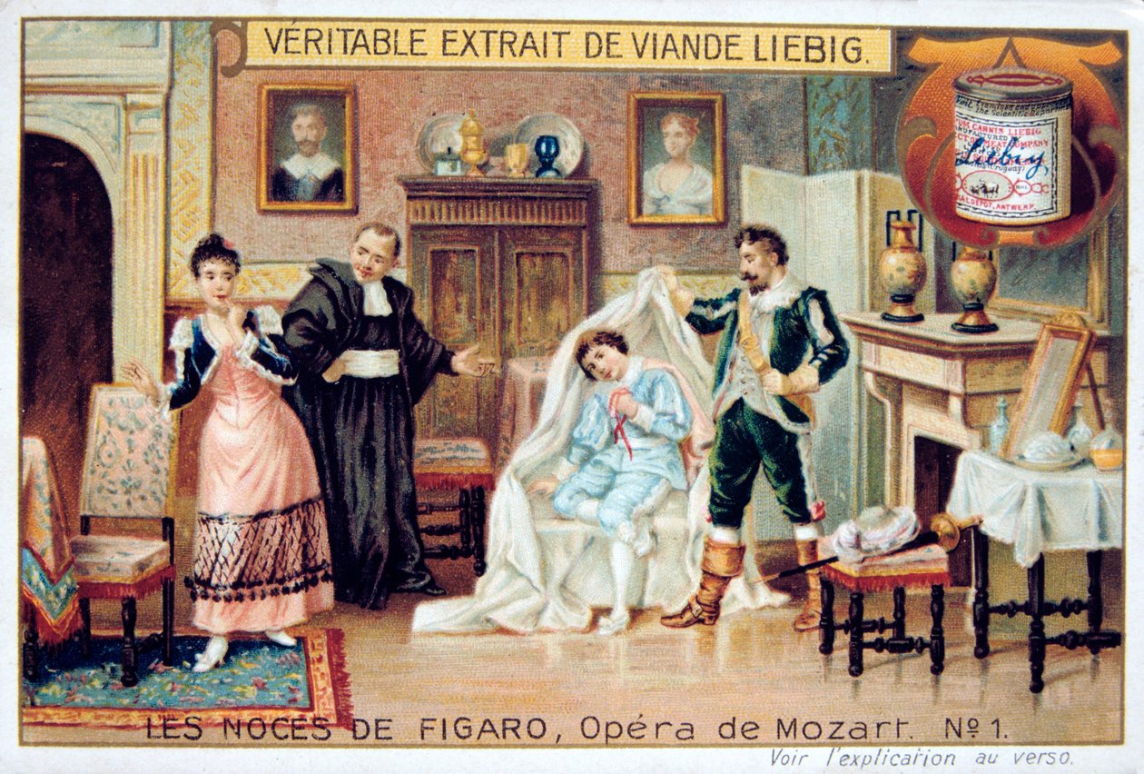 Kohtaus Mozartin oopperasta Figaron häät, 1786 1905. tekijältä Unbekannt
