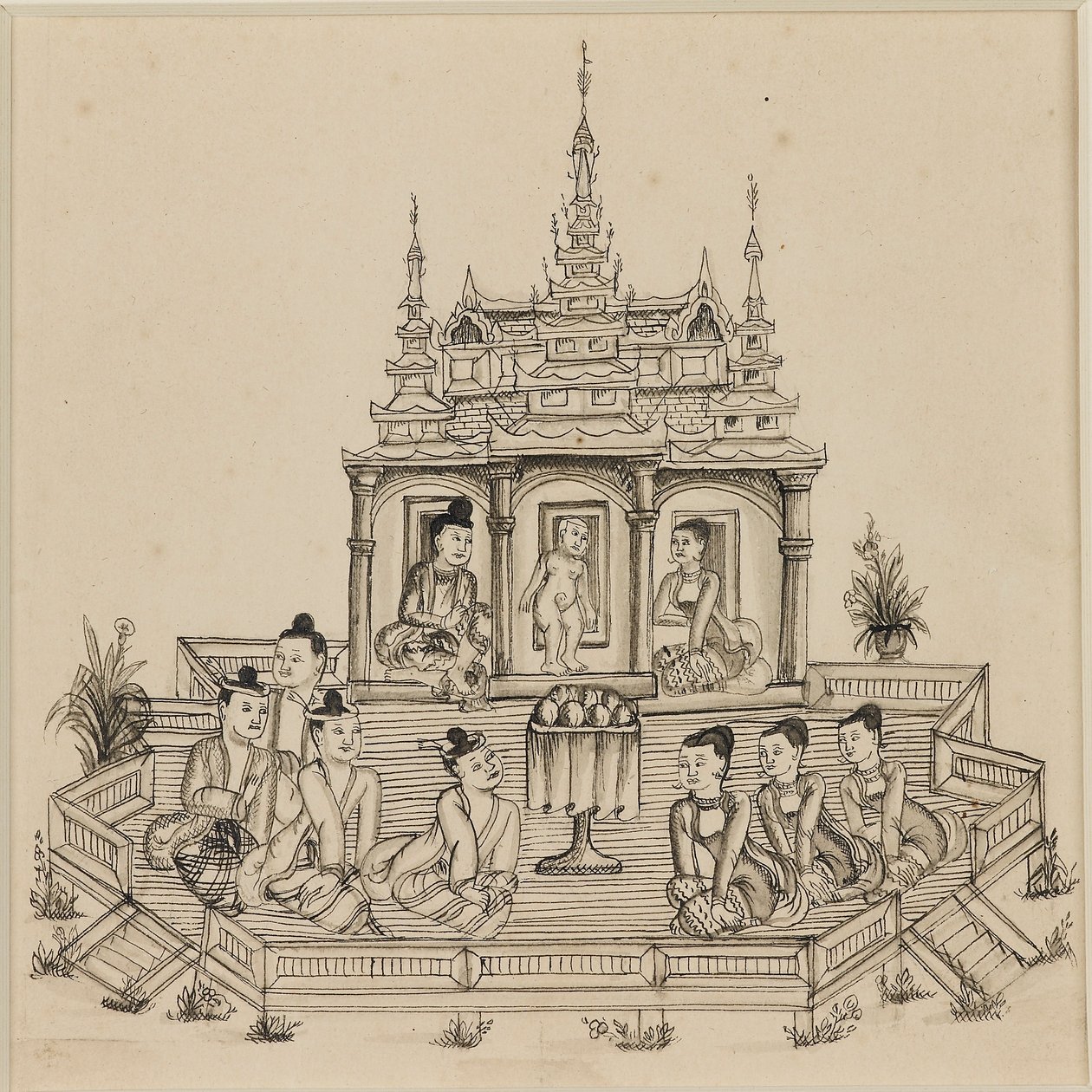 Kohtaus Vessantara Jatakasta, v. 1880 tekijältä Unbekannt