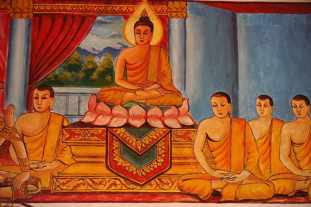 Kohtaus Buddha Vientiane Laosin elämästä tekijältä Unbekannt