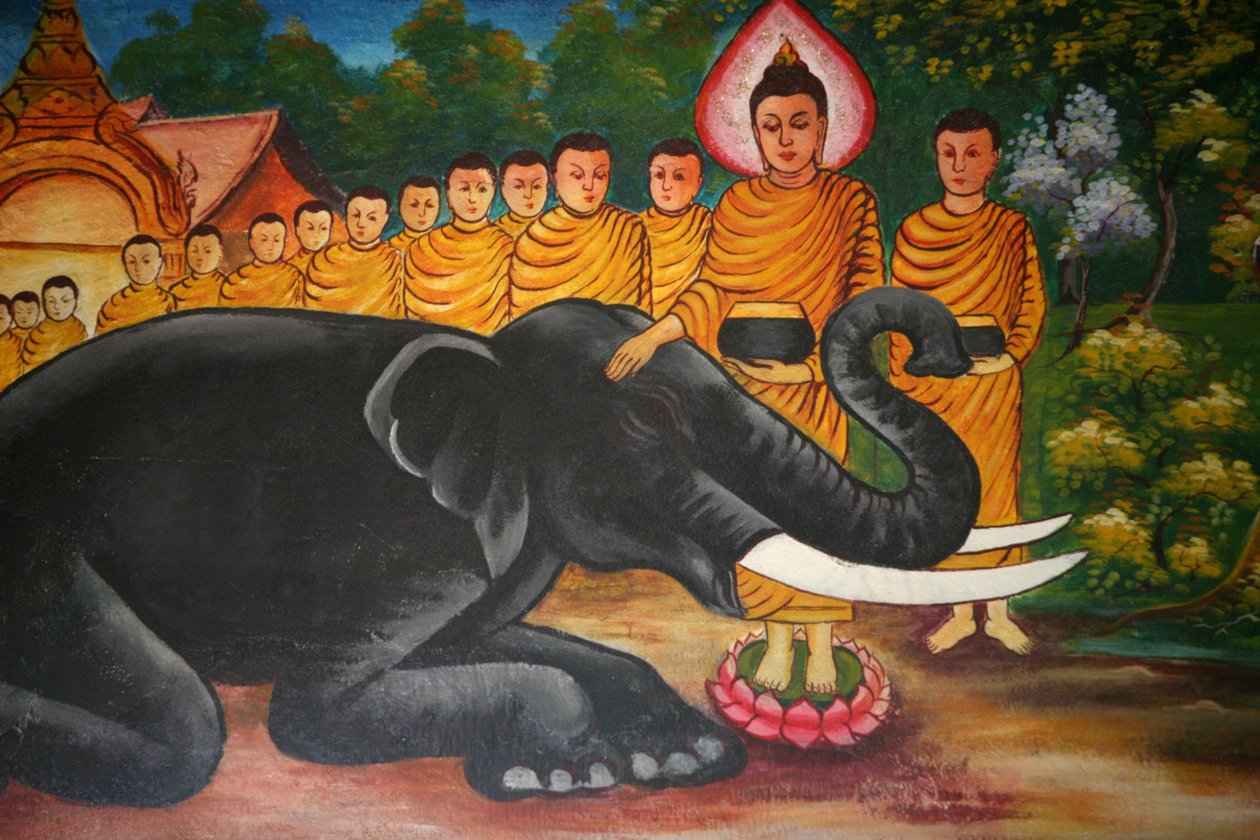 Kohtaus Buddha Vientiane Laosin elämästä tekijältä Unbekannt