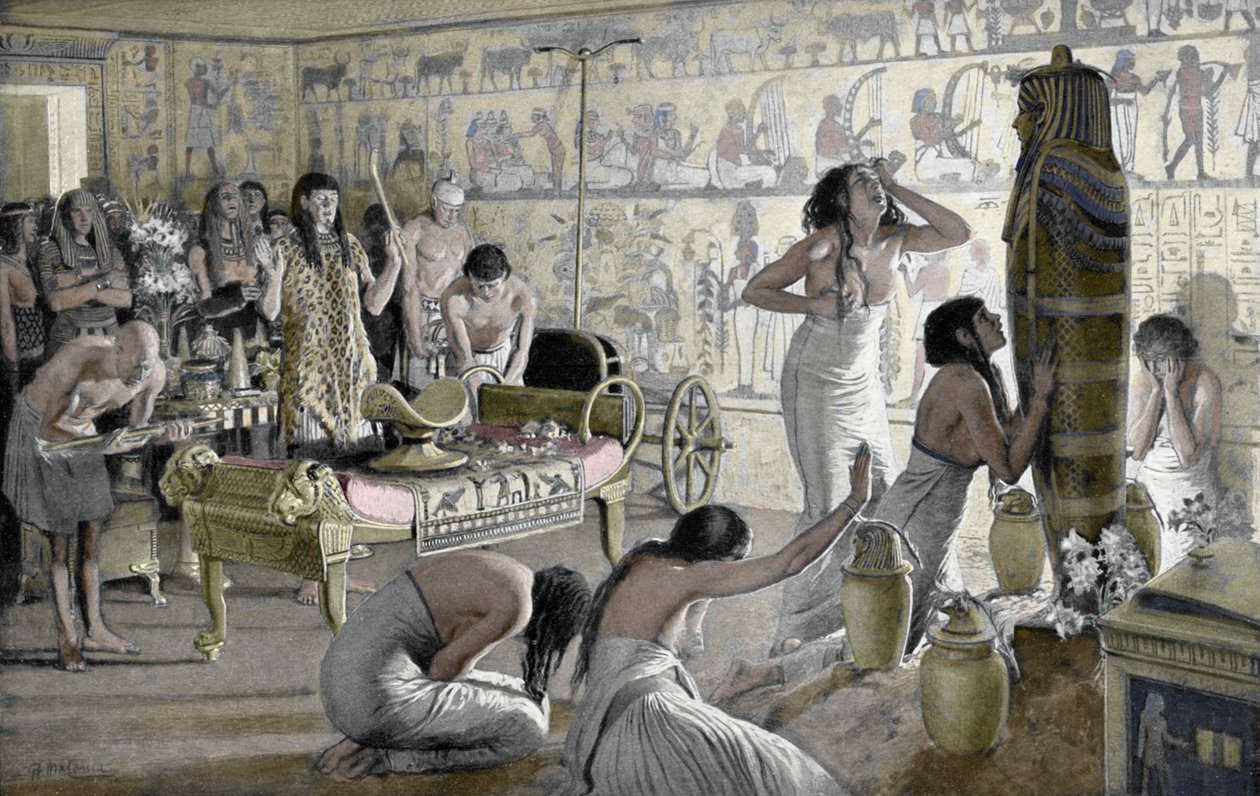 Surukohtaus Tutankhamonin hautaustemppelissä Egyptissä, 1325 eKr. 1933-1934 tekijältä Unbekannt