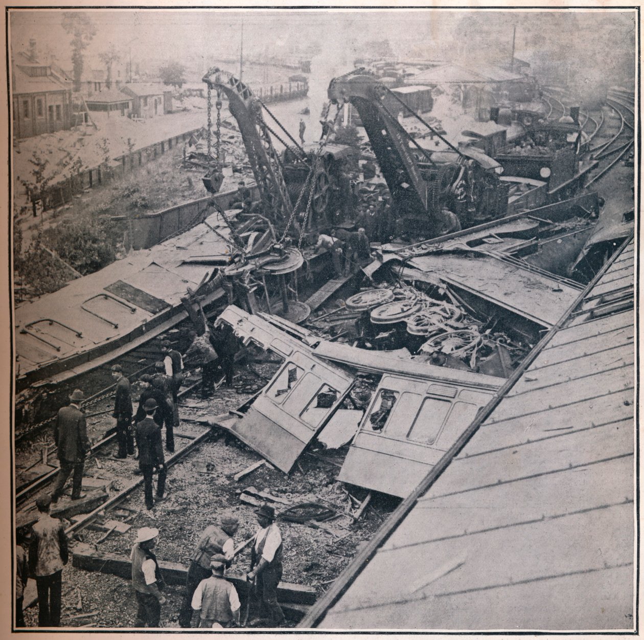 Kohtaus kauheasta rautatieonnettomuudesta Salisburyssa, 1906 tekijältä Unbekannt
