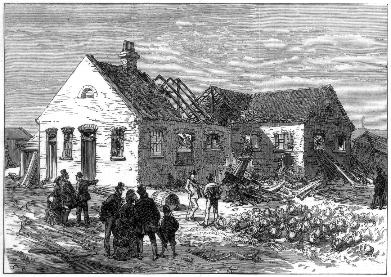 Räjähdyspaikka patruunatehtaalla, Greenwich Marshes, 1872 tekijältä Unbekannt