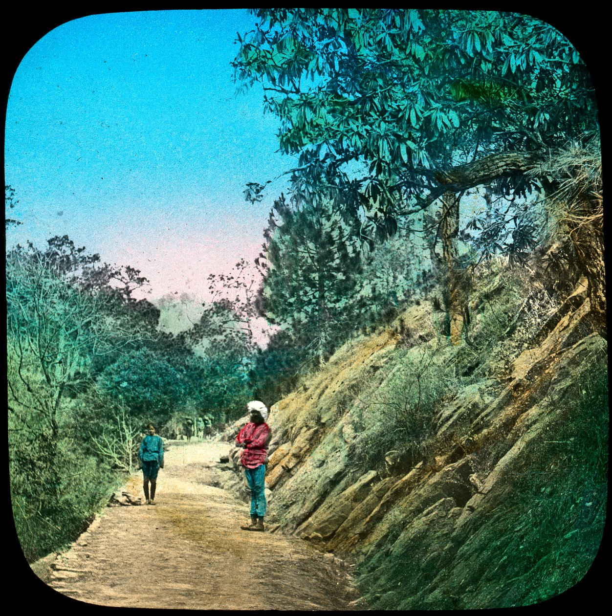 Kohtaus tiellä, Murree, Intia, 1800-luvun loppu tai 1900-luvun alku tekijältä Unbekannt